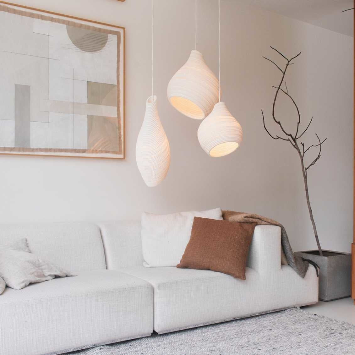 White recycled Sustainable hanging light by Scraplights