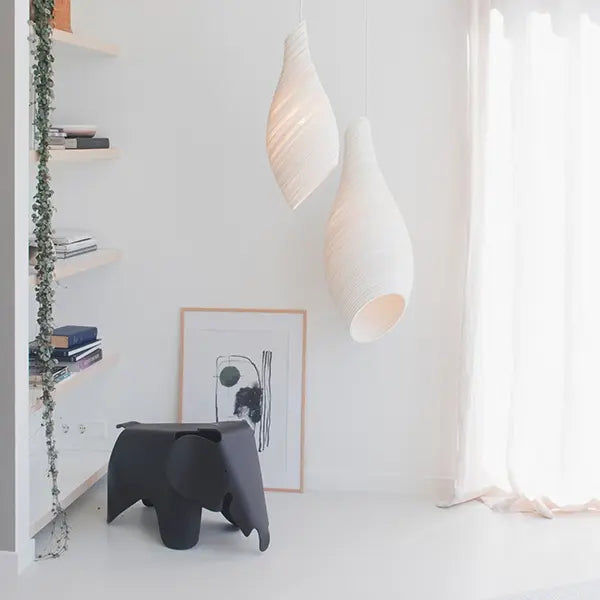 White recycled Sustainable hanging light by Scraplights