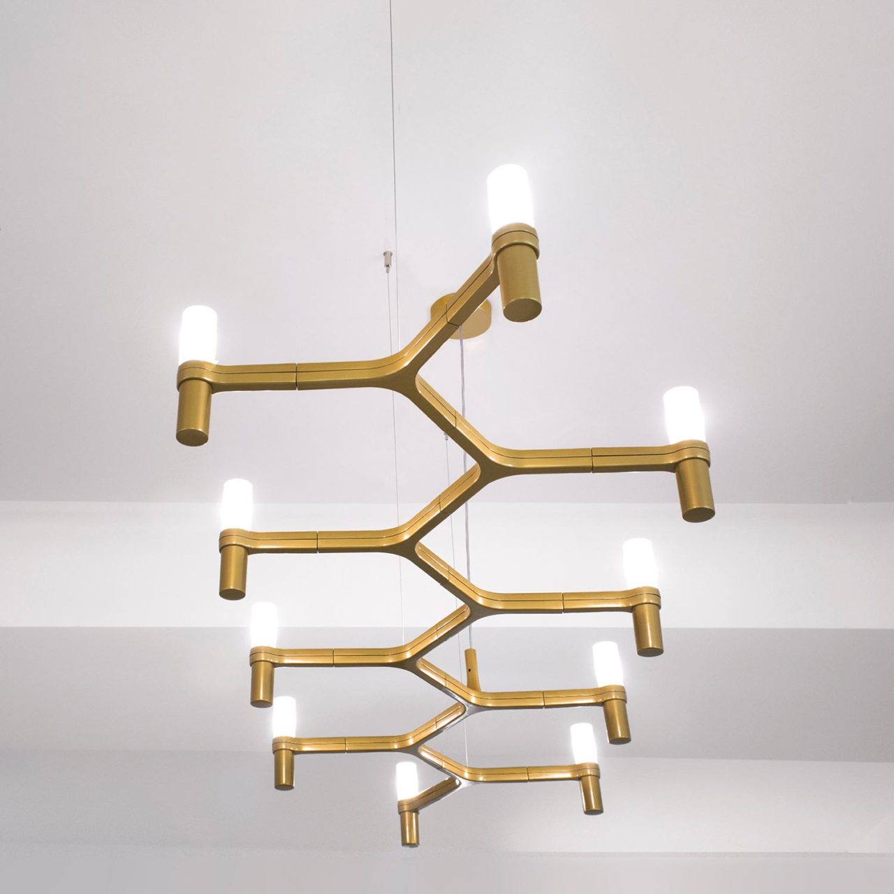 gold brasslinear hang rail Pendant light by Nemo