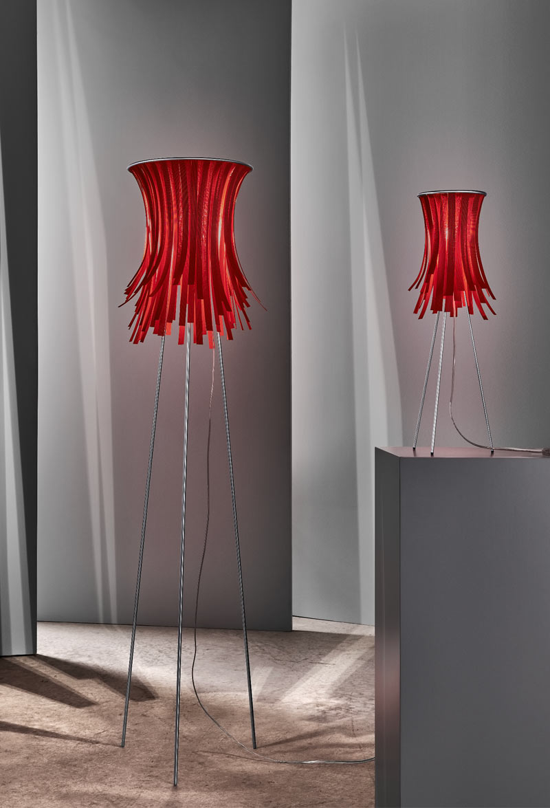 Red leather Chic floor light for Design Studio 