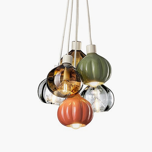 Colourful hanging lights cluster