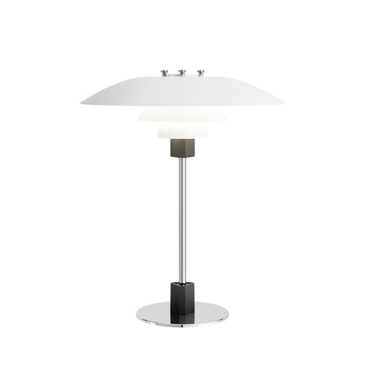 White Shade & chrome Silver table lamp by Louis Poulsen 