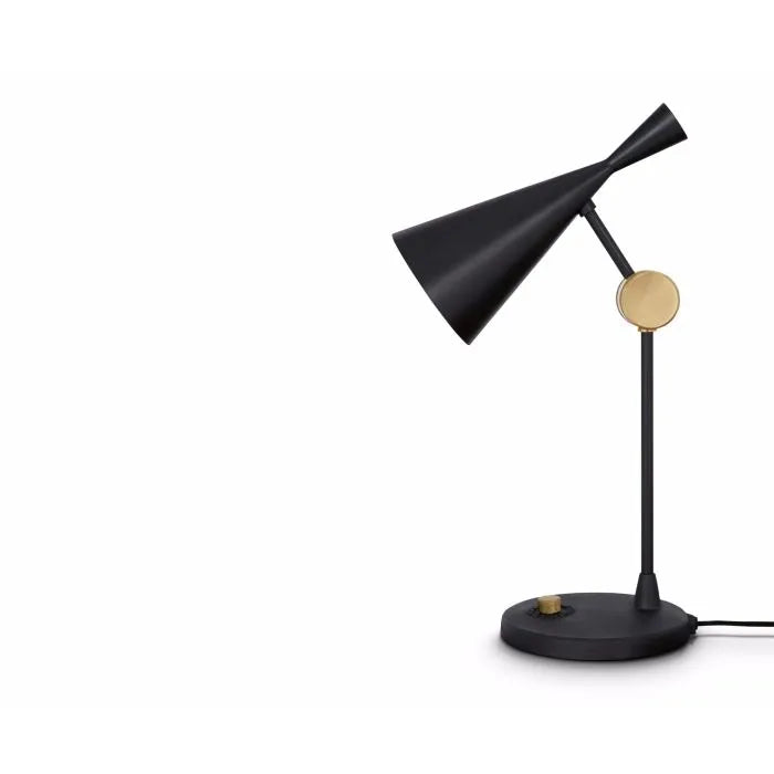 Hand beaten Brass & black  table lamp Office