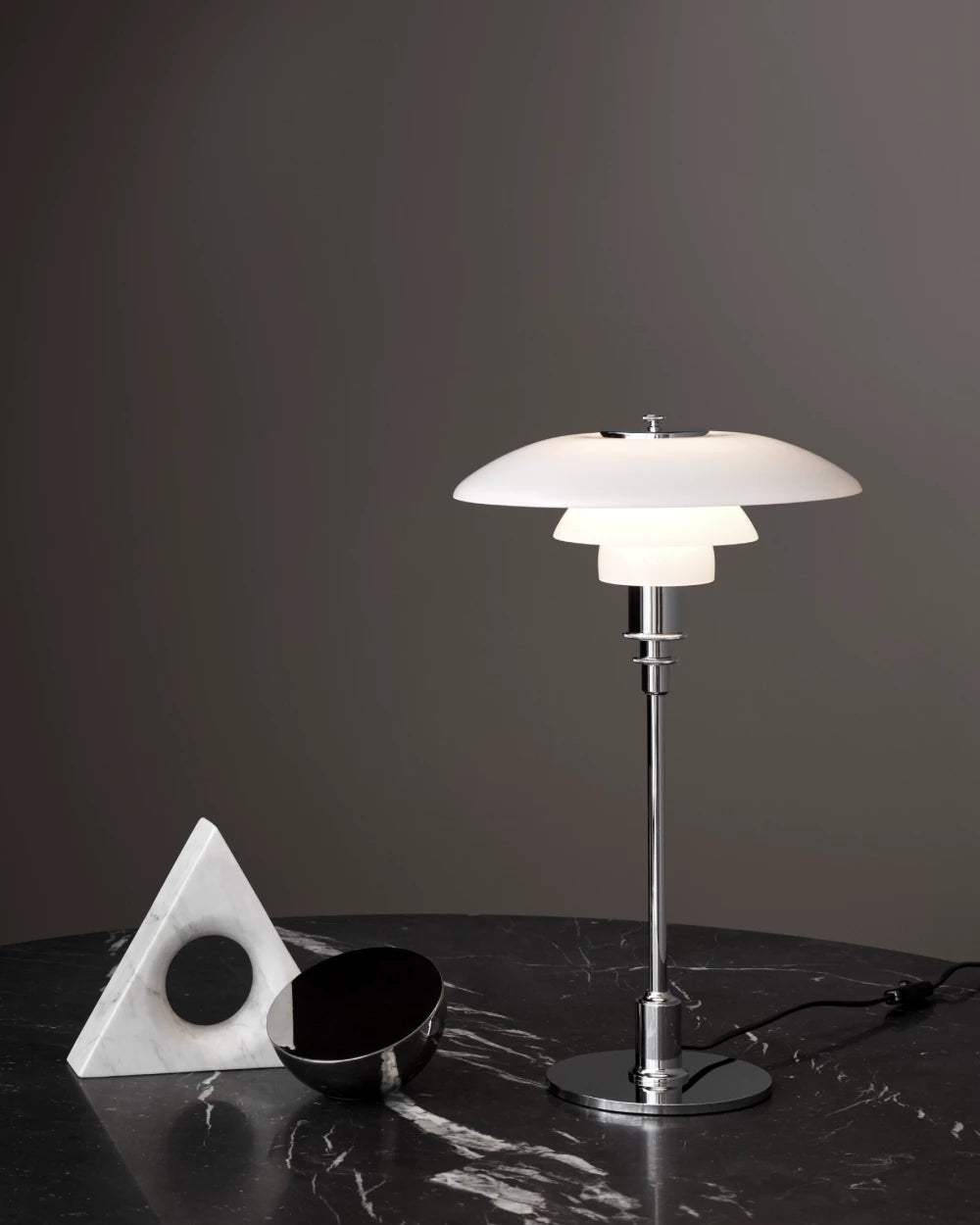 Chrome Small table lamp by Louis Poulsen 