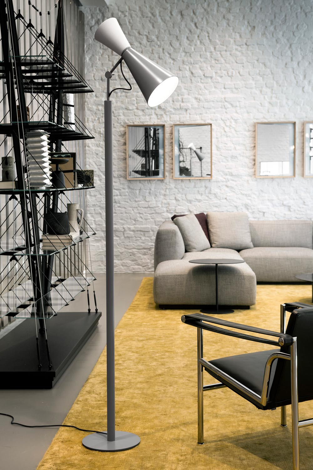 Modern sleek Grey & white Adjustable Designer Floor lamp