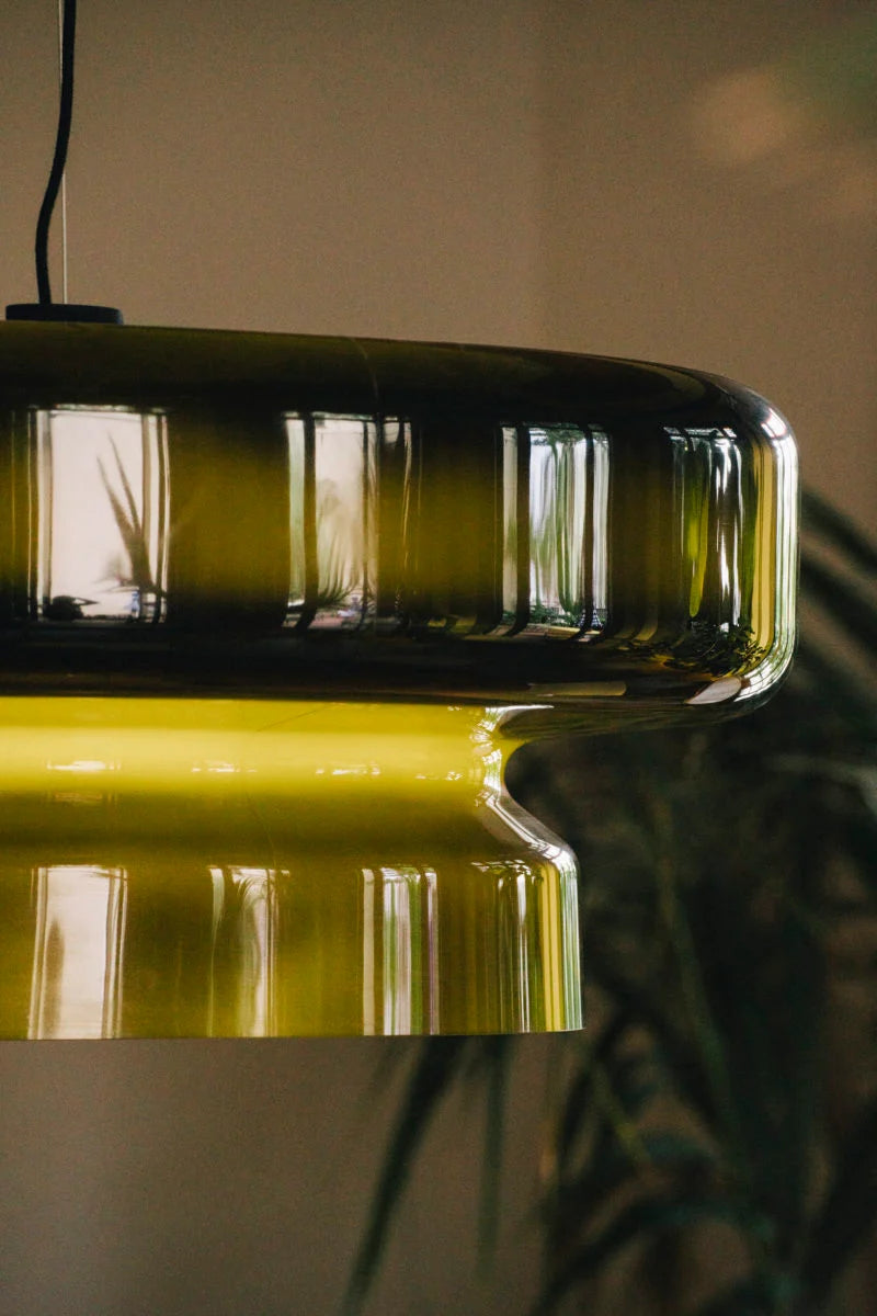 Green polycarbonate pendant hanging light from Spain