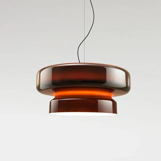 Polycarbonate Pendant light for Dining Area in Amber Glossy finish
