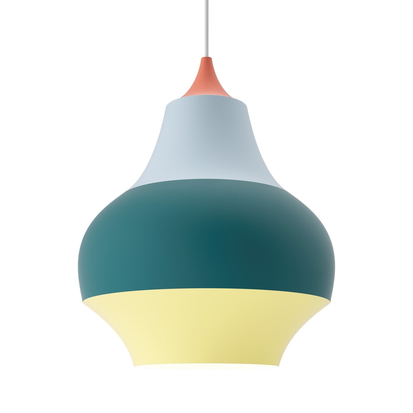 colorful hanging pendant lights for dininig area by Louis Poulsen 