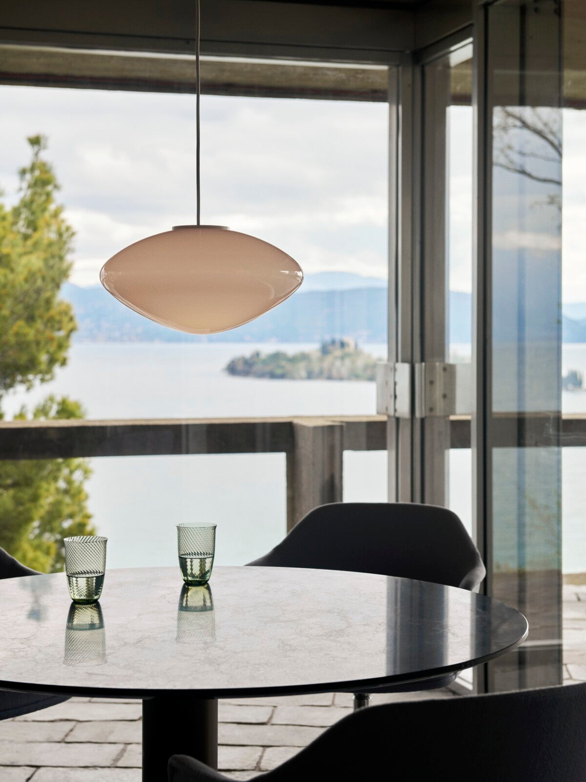 Mist AP15 Pendant by &Tradition – elegant frosted glass pendant light with sculptural design, perfect for soft ambient lighting in modern spaces.
