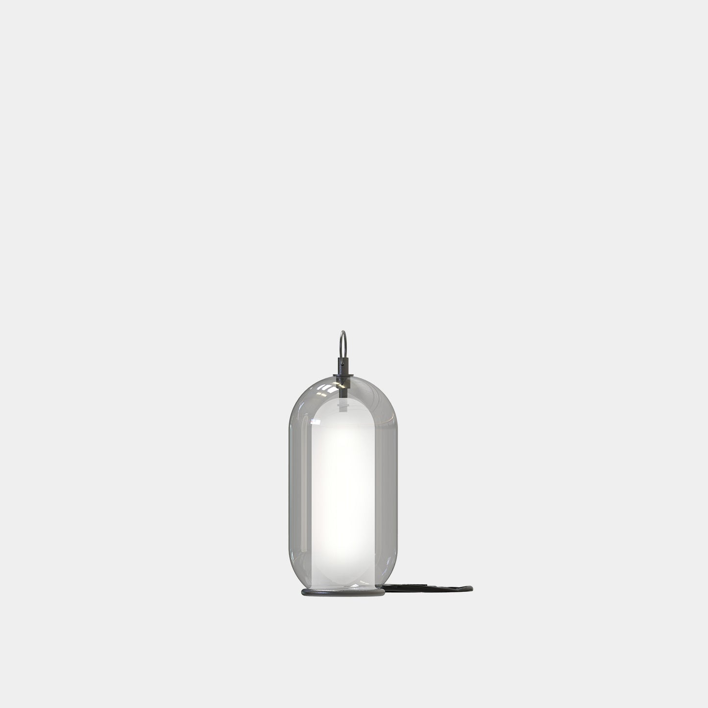 AERON© lamp showcasing handcrafted Italian glasswork on a contemporary base.