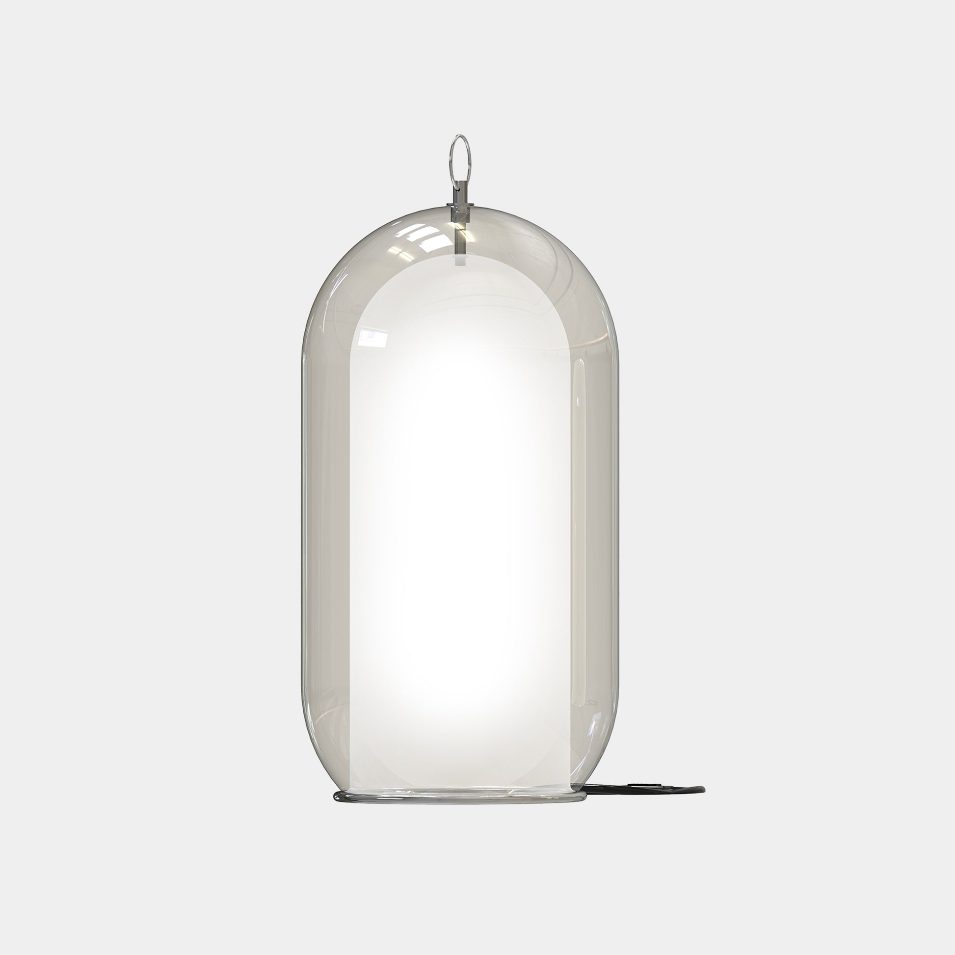 AERON© lamp showcasing handcrafted Italian glasswork on a contemporary base.