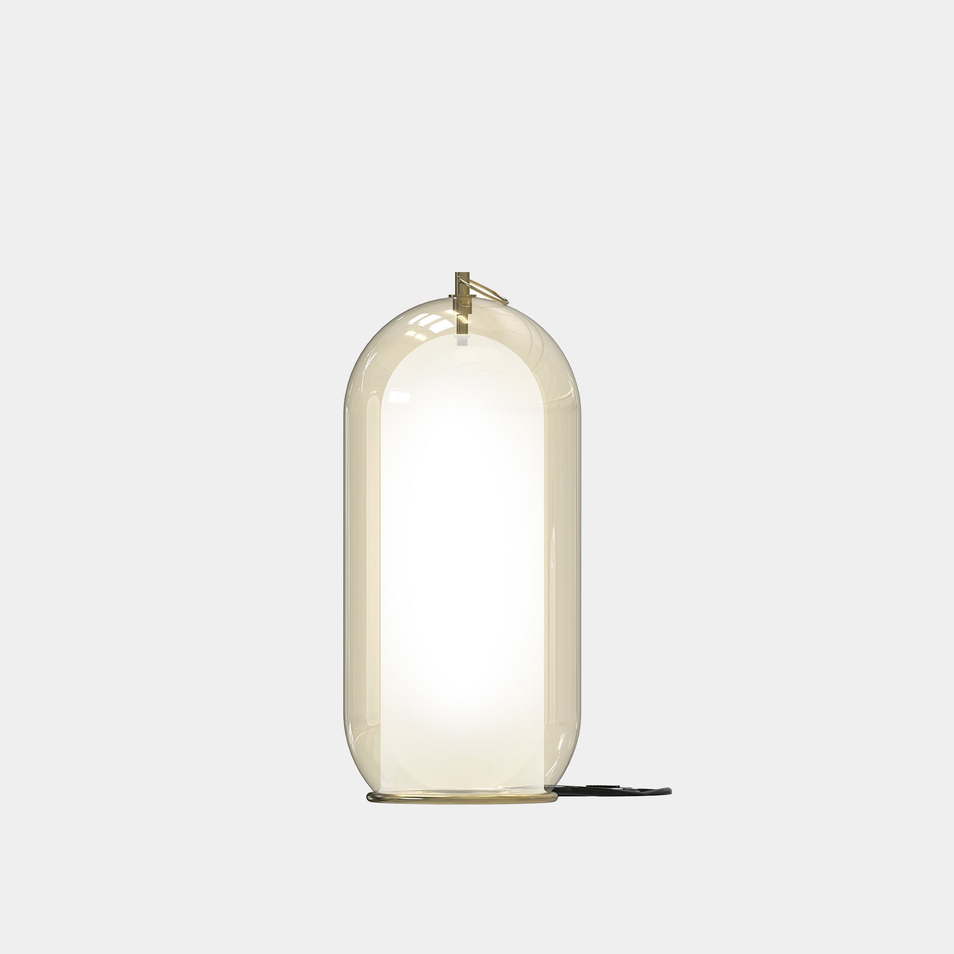 AERON© lamp showcasing handcrafted Italian glasswork on a contemporary base.