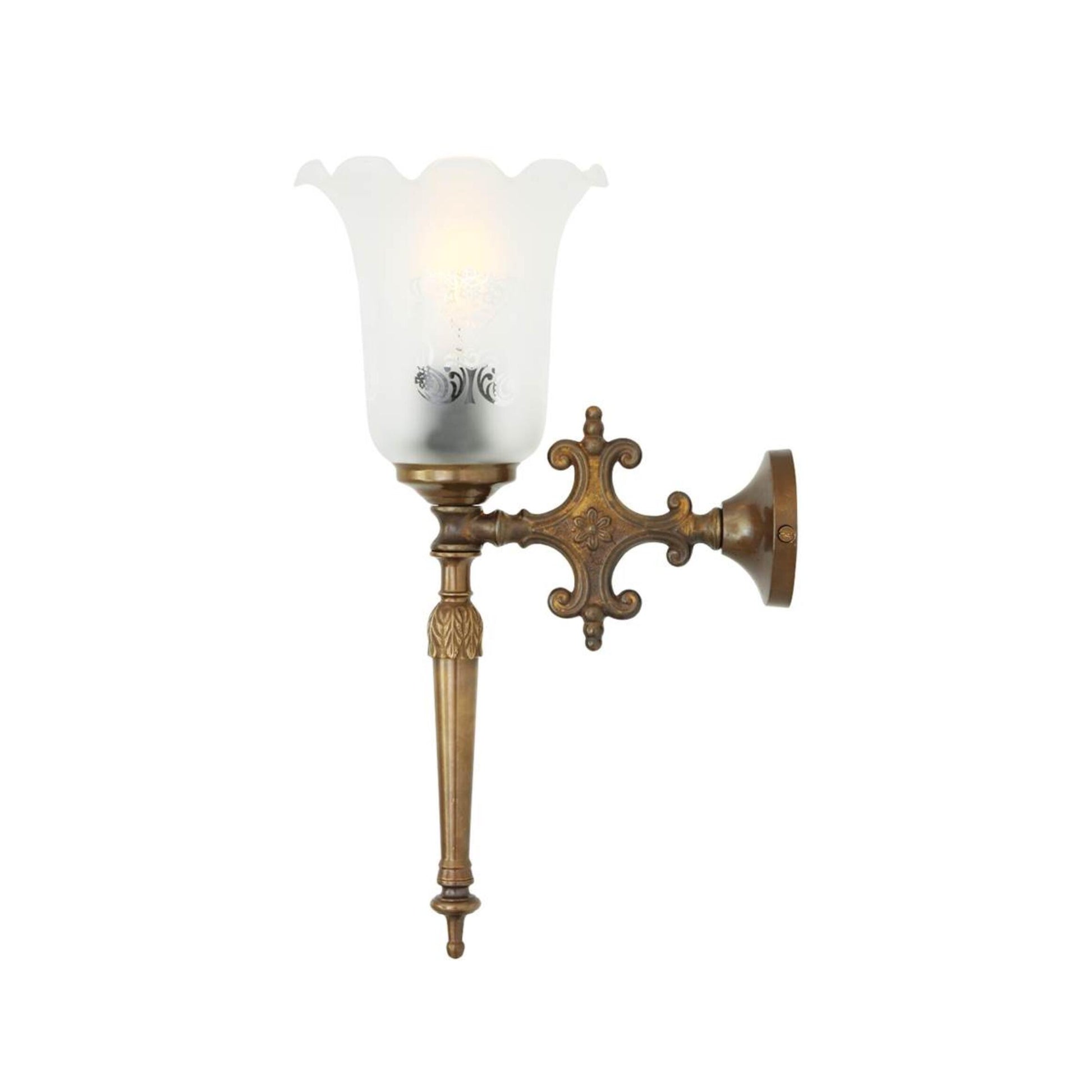Allan Brass Wall Lamp by Mullan Lighting with a vintage-inspired brass finish, ideal for hallways, bedrooms, or living spaces