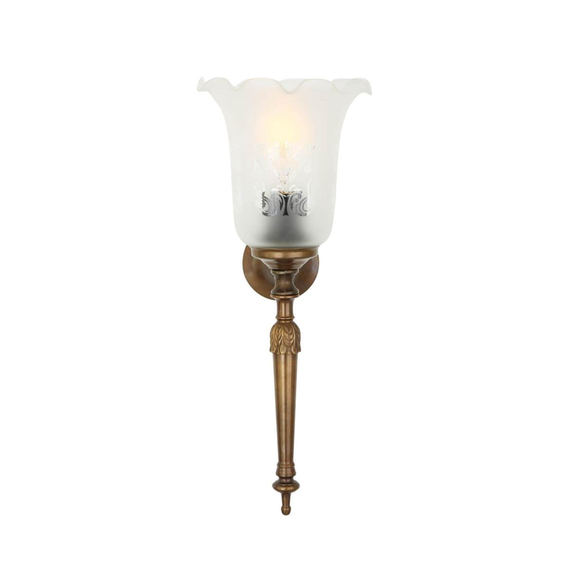 Allan Brass Wall Lamp by Mullan Lighting with a vintage-inspired brass finish, ideal for hallways, bedrooms, or living spaces