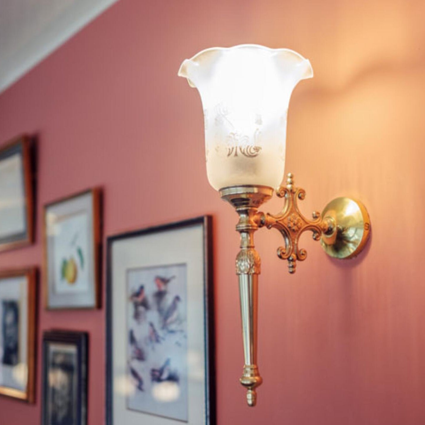 Allan Brass Wall Lamp by Mullan Lighting with a vintage-inspired brass finish, ideal for hallways, bedrooms, or living spaces