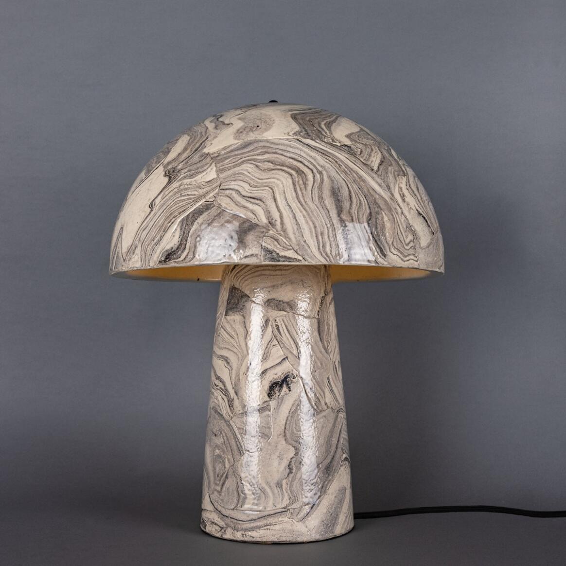 Amanita Table Lamp by Mullan Lighting – Elegant handcrafted mushroom-inspired table lamp with a brushed brass finish, available at Angel Ventures, Mumbai.