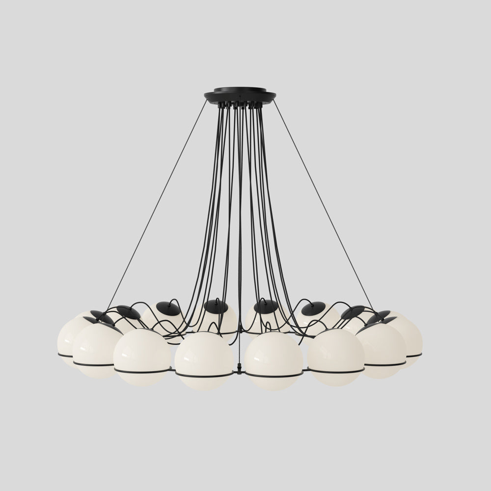 Astep Model 2109/16/20 Suspension Lamp with a refined structure holding multiple opaline glass globes, creating a striking and airy lighting centerpiece.