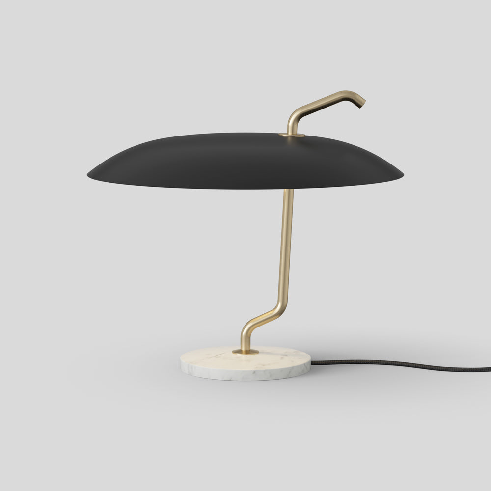 Model 537 Table Lamp by Astep – Mid-century table lamp with adjustable reflector, opal glass shade, and brass base by Vittoriano Viganò.