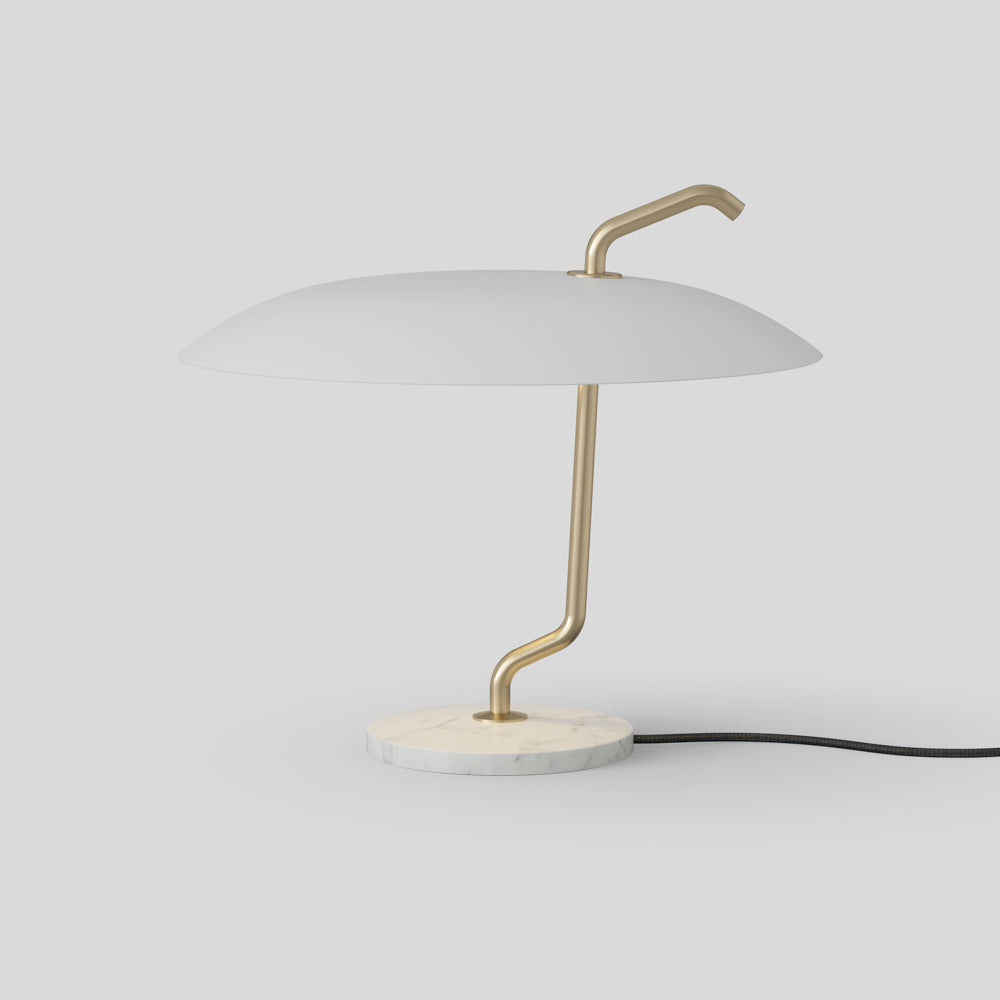 Model 537 Table Lamp by Astep – Mid-century table lamp with adjustable reflector, opal glass shade, and brass base by Vittoriano Viganò.
