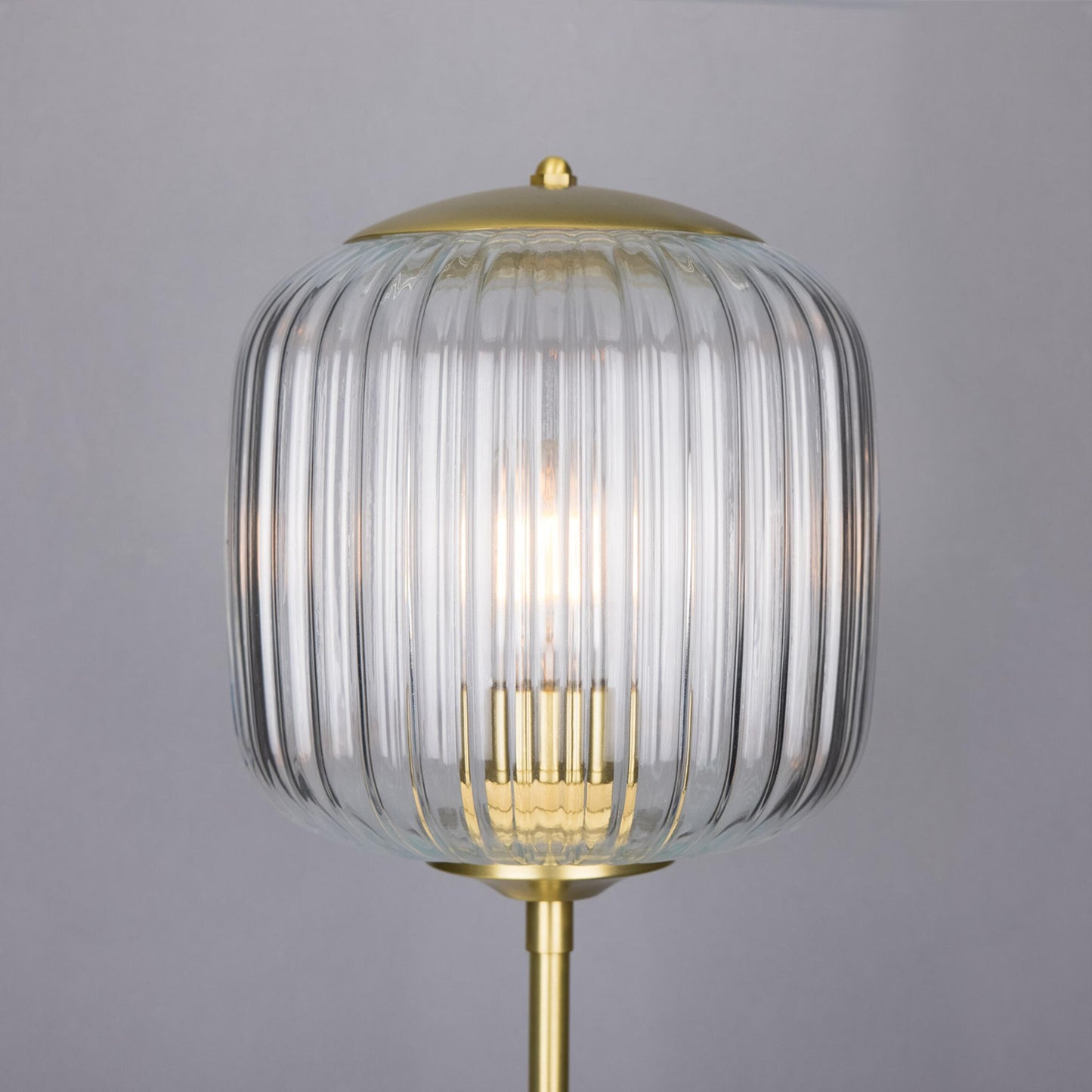 Astoria Reeded Table Lamp by Mullan Lighting – classic table lamp with reeded brass base and refined detailing, available at Angel Ventures, Mumbai.