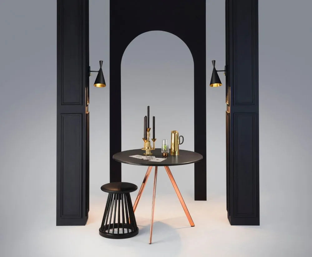 black & handbeaten Brass Wall light for Dining