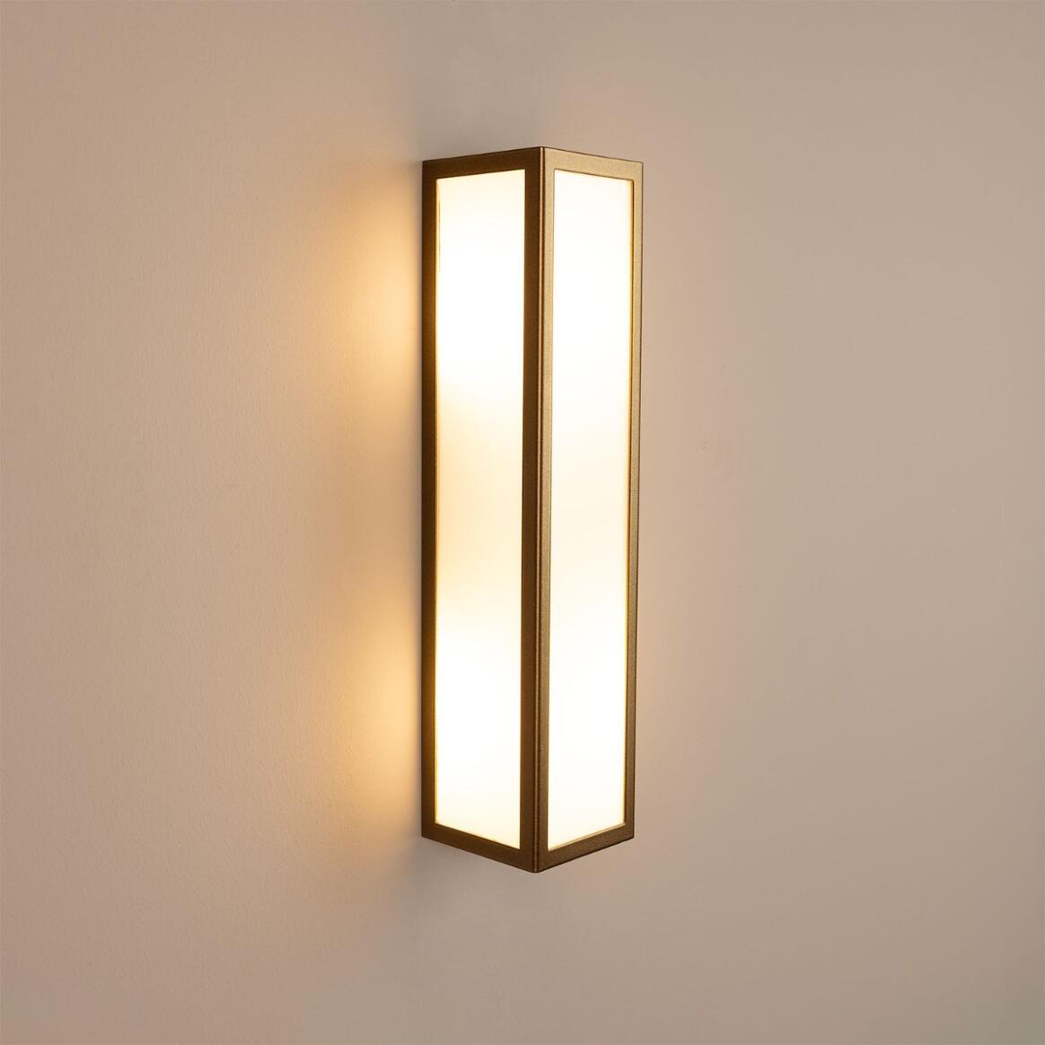 Bata Wall Lamp by Mullan Lighting, IP65 rated, featuring a robust brass design suitable for outdoor use in gardens, patios, and exterior walls