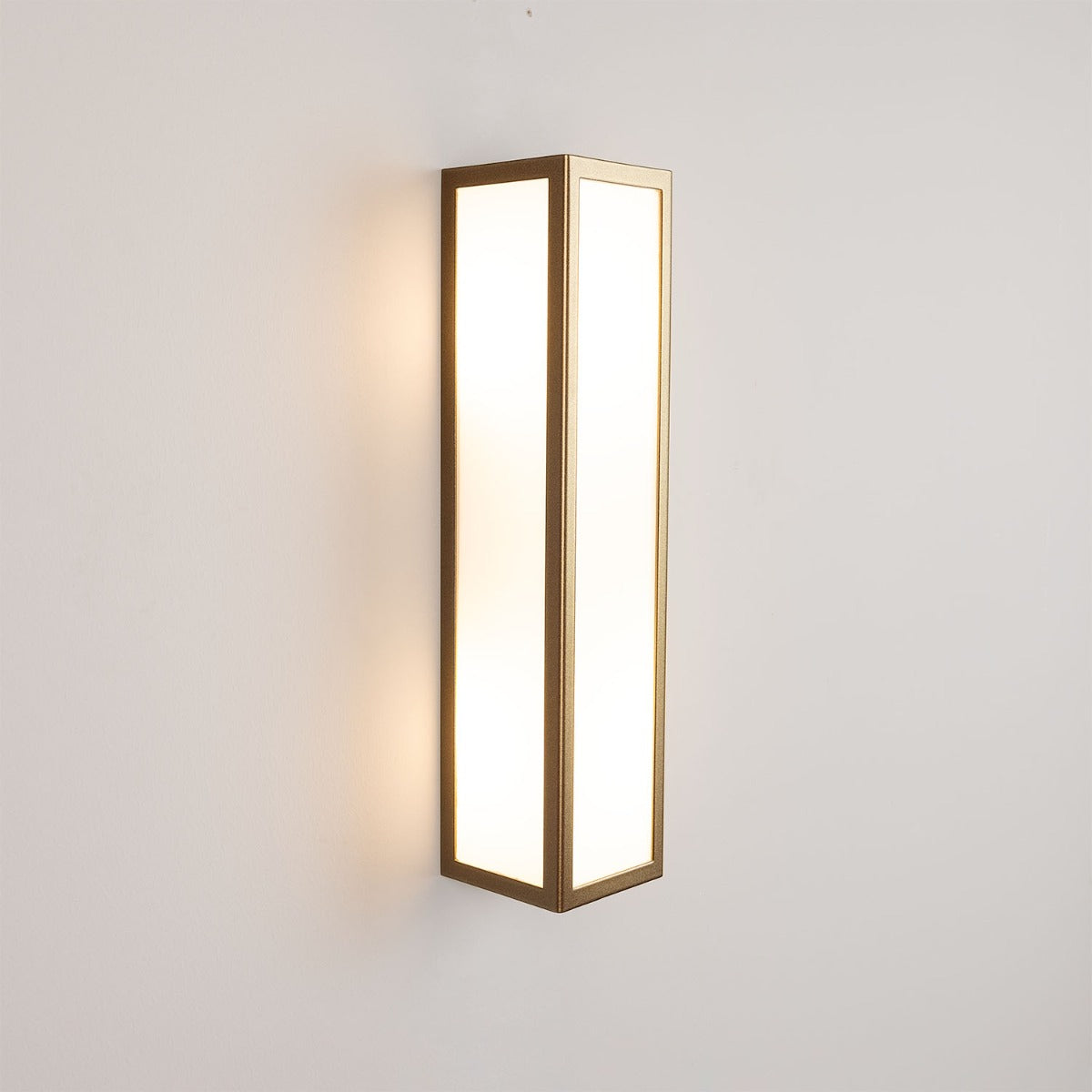 Bata Wall Lamp by Mullan Lighting, IP65 rated, featuring a robust brass design suitable for outdoor use in gardens, patios, and exterior walls