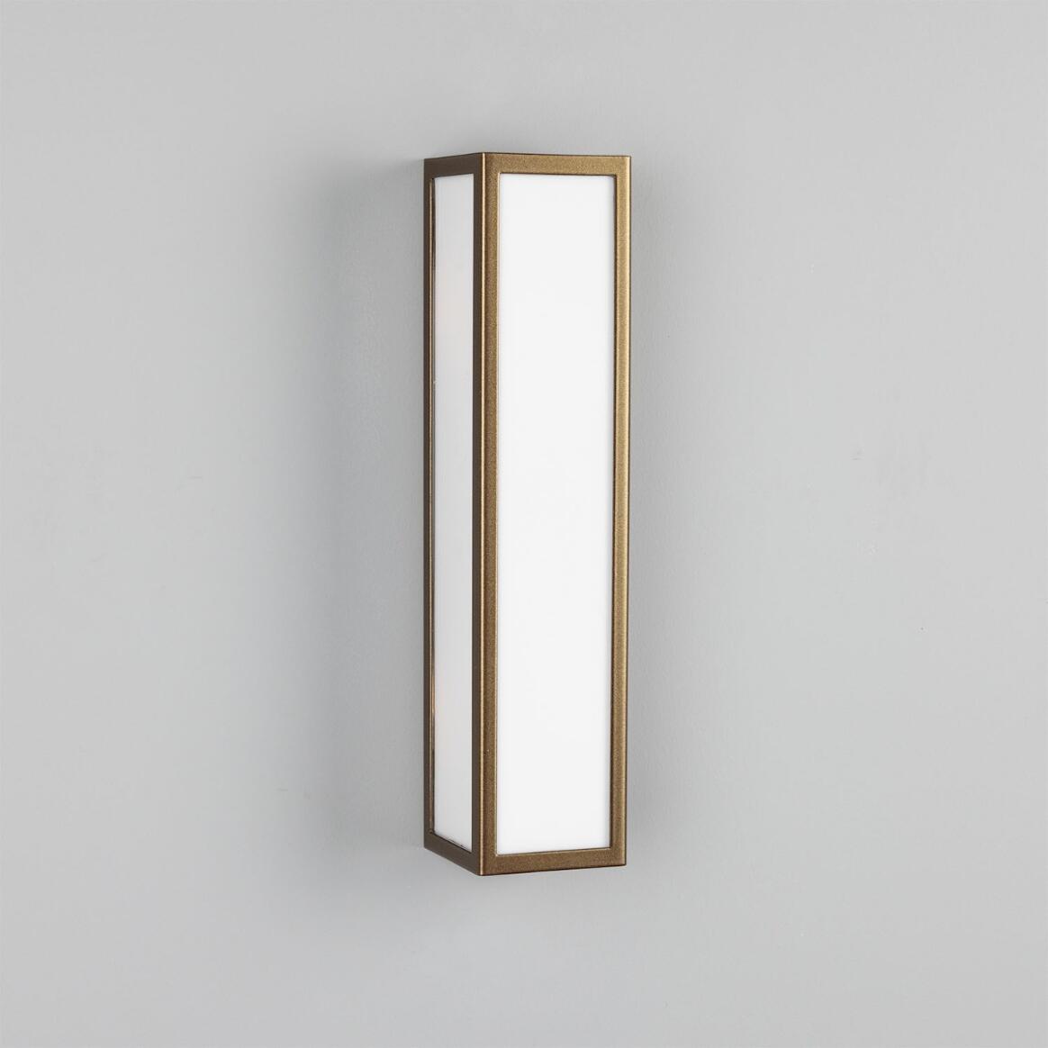 Bata Wall Lamp by Mullan Lighting, IP65 rated, featuring a robust brass design suitable for outdoor use in gardens, patios, and exterior walls