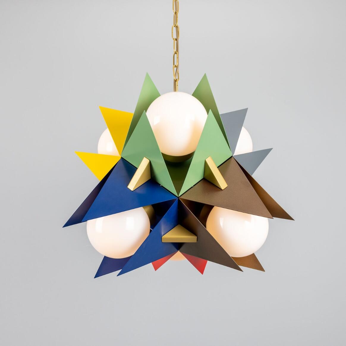 Bisbee Multicolored Chandelier by Mullan Lighting featuring vibrant multicolored shades, artistic chandelier design, and warm ambient lighting for bold interiors.