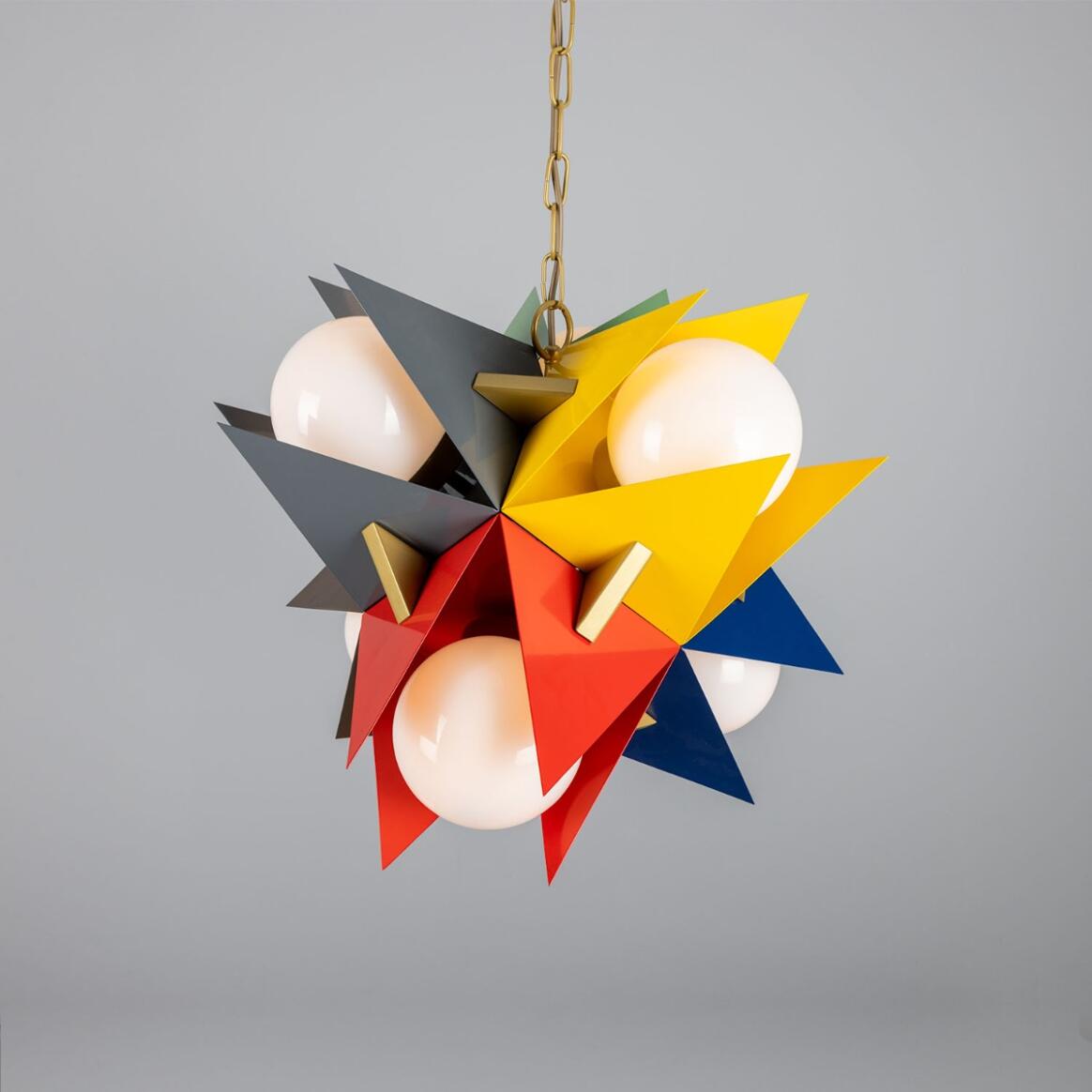 Bisbee Multicolored Chandelier by Mullan Lighting featuring vibrant multicolored shades, artistic chandelier design, and warm ambient lighting for bold interiors.