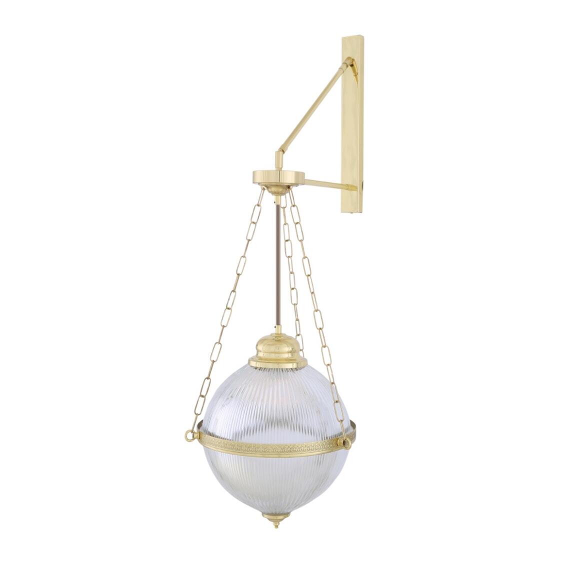 Blaenau Prismatic Glass Wall Lamp by Mullan Lighting with a brass fixture and prismatic glass shade, ideal for hallways, bathrooms, and living spaces