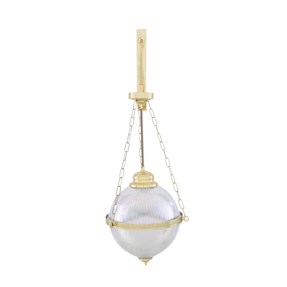 Blaenau Prismatic Glass Wall Lamp by Mullan Lighting with a brass fixture and prismatic glass shade, ideal for hallways, bathrooms, and living spaces