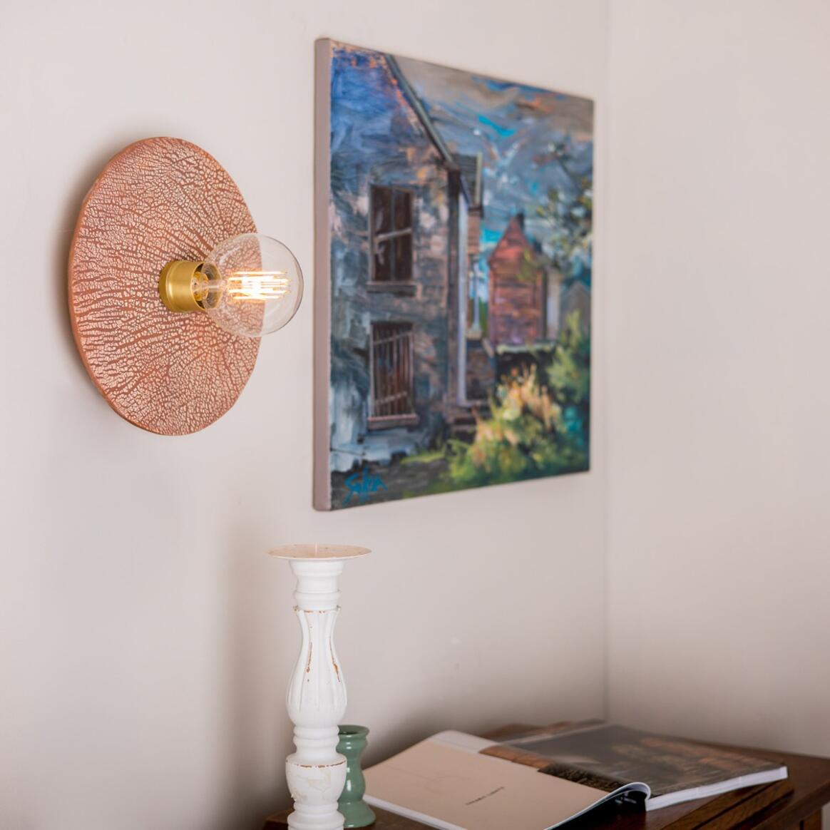 Bog Oak Ceramic Wall Lamp by Mullan Lighting with a unique handcrafted ceramic finish, bringing organic texture and warmth to interior spaces