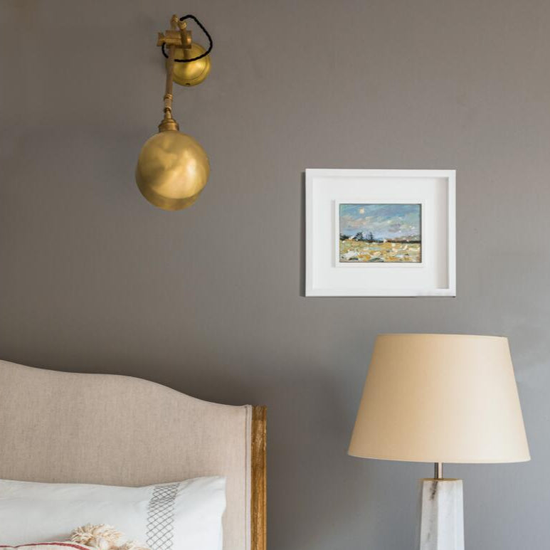 Bogota Swing Arm Wall Lamp by Mullan Lighting featuring an adjustable brass swing arm and elegant shade, perfect for versatile interior lighting