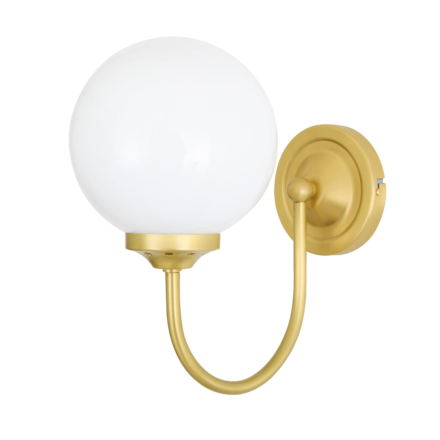 Bragan Glass Globe Wall Lamp by Mullan Lighting with a sleek brass fixture and rounded glass globe, ideal for stylish and ambient interior lighting