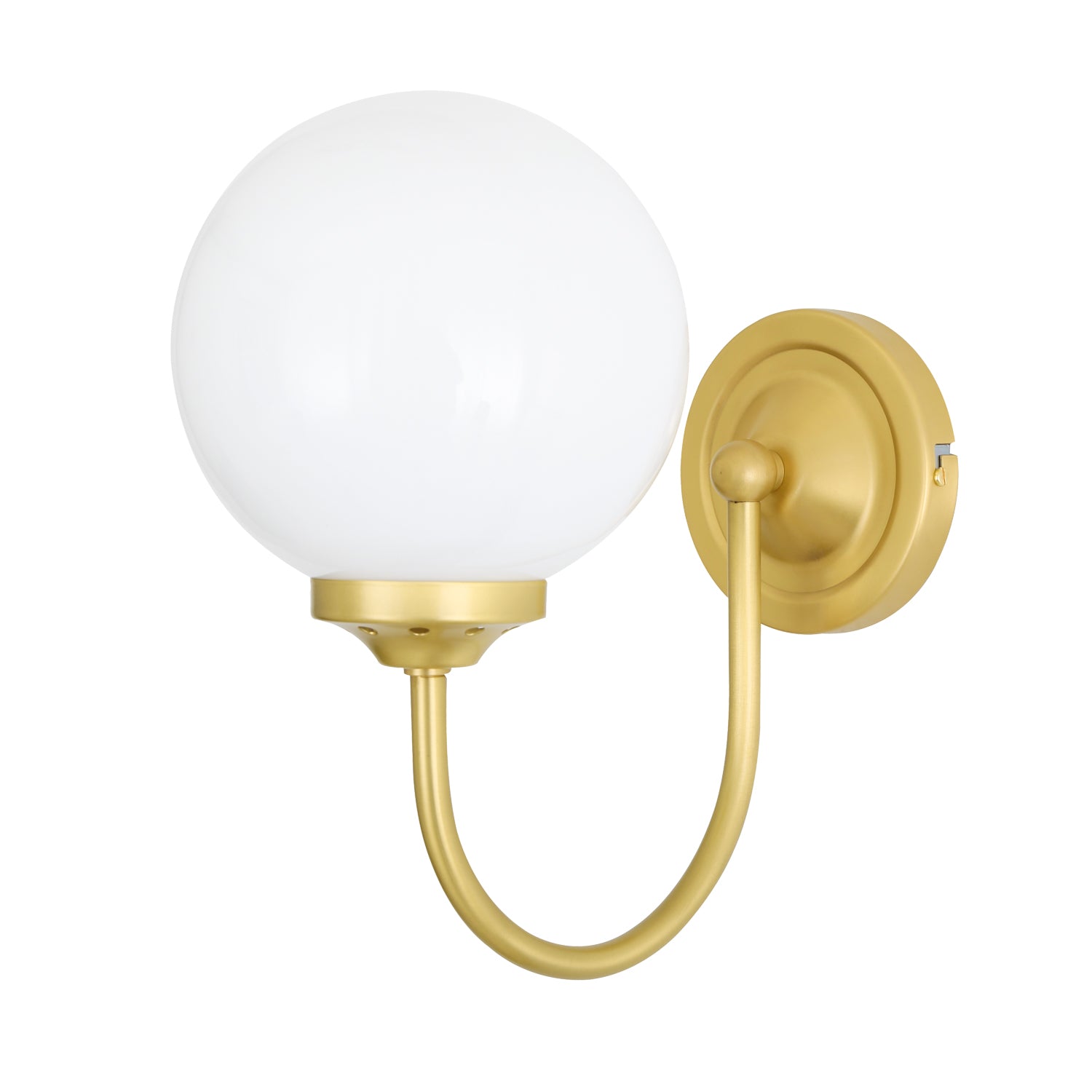 Bragan Glass Globe Wall Lamp by Mullan Lighting with a sleek brass fixture and rounded glass globe, ideal for stylish and ambient interior lighting