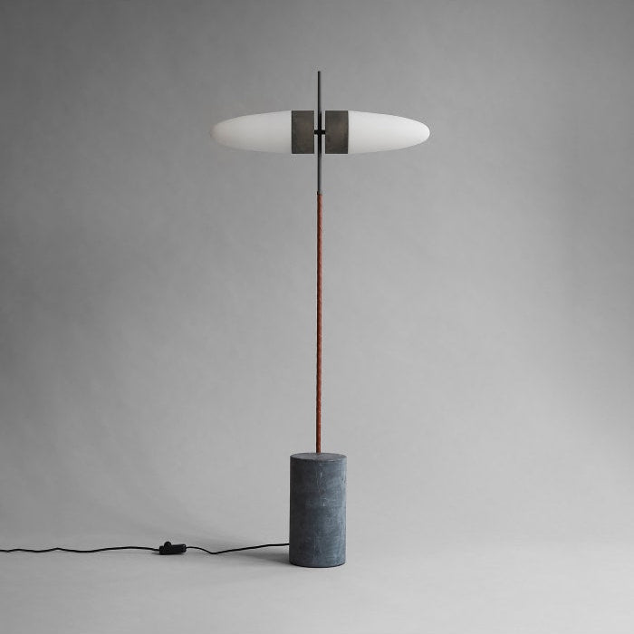 Bull Floor Lamp by 101 Copenhagen with its signature horn-shaped silhouette and twin opal glass shades standing tall in a contemporary interior.