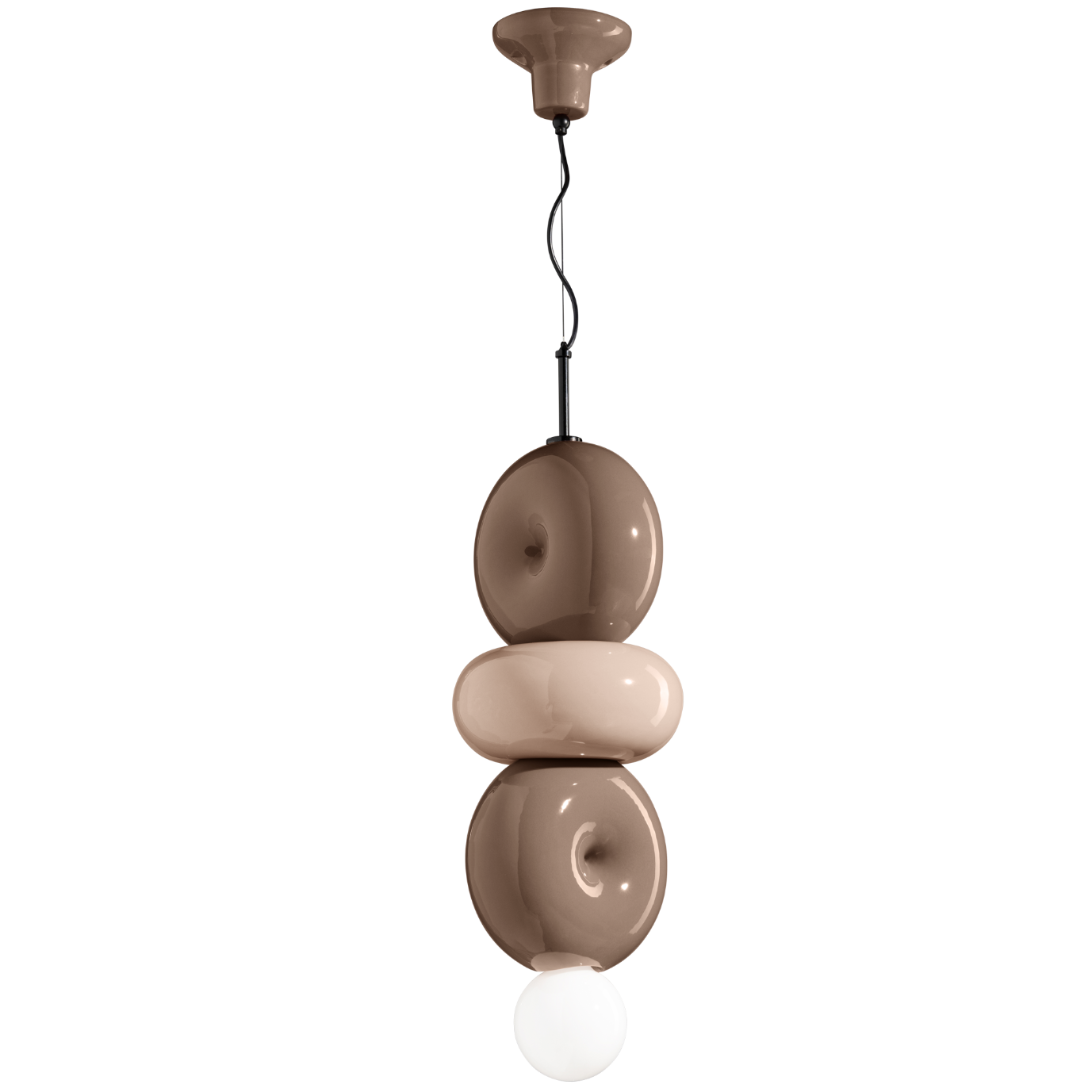 Bumbum C2755 Pendant Lamp by Ferroluce in neutral tones, handcrafted ceramic Italian pendant lighting.