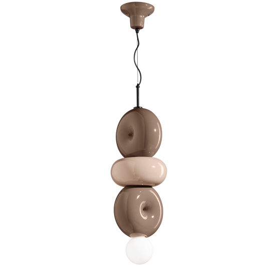 Bumbum C2755 Pendant Lamp by Ferroluce in neutral tones, handcrafted ceramic Italian pendant lighting.