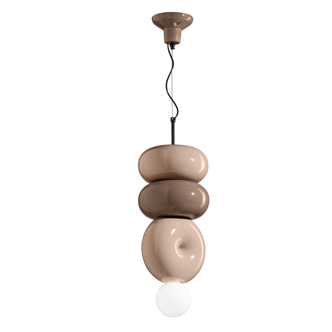 Bumbum C2756 Pendant Lamp by Ferroluce in neutral tones, handcrafted ceramic Italian pendant lighting.