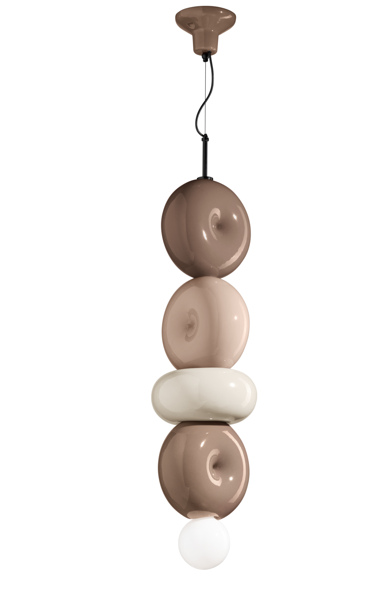 Bumbum C2757 Pendant Lamp by Ferroluce in neutral tones, handcrafted ceramic Italian pendant lighting.