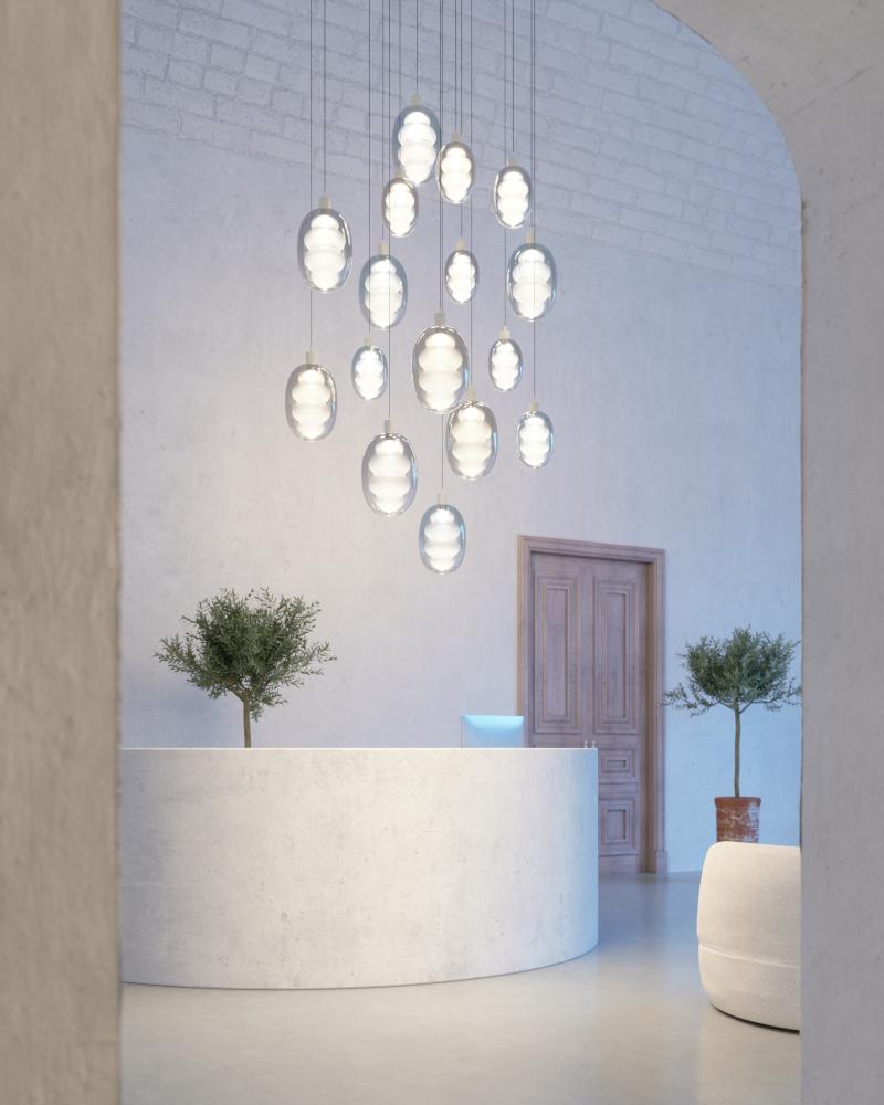 Modern decorative pendant lamp—DALMA© by Cangini & Tucci with refined sculptural form