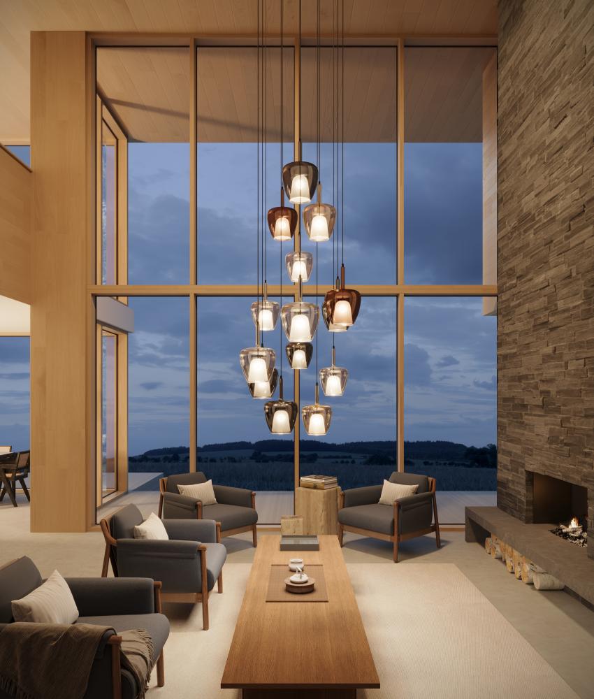 CLOS© lamp showcasing soft ambient light through handcrafted Italian glass.