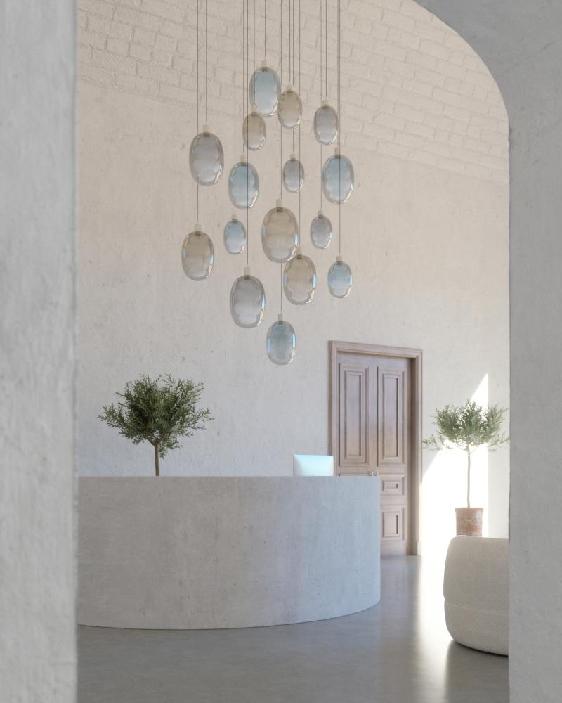 Modern decorative pendant lamp—DALMA© by Cangini & Tucci with refined sculptural form