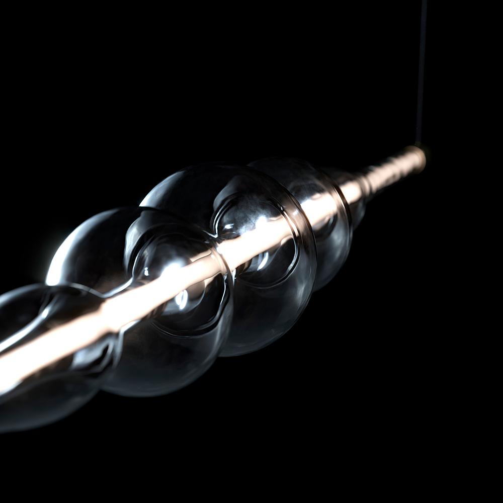 Contemporary Frequency horizontal pendant lamp crafted with artisan glasswork by Cangini & Tucci