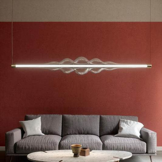 Contemporary Frequency horizontal pendant lamp crafted with artisan glasswork by Cangini & Tucci