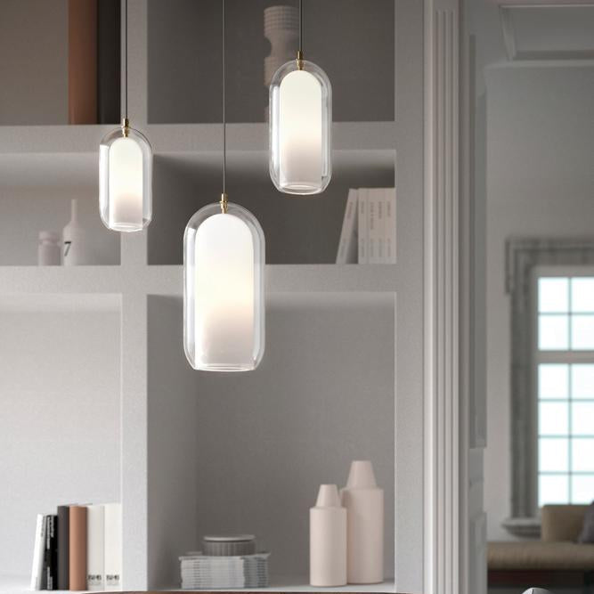 AERON© Pendant Lamp by Cangini & Tucci with hand-blown glass and minimalist design.