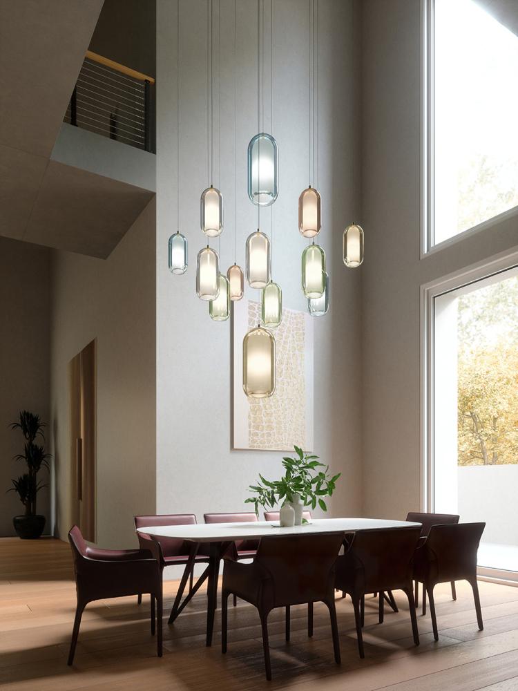 AERON© Pendant Lamp by Cangini & Tucci with hand-blown glass and minimalist design.