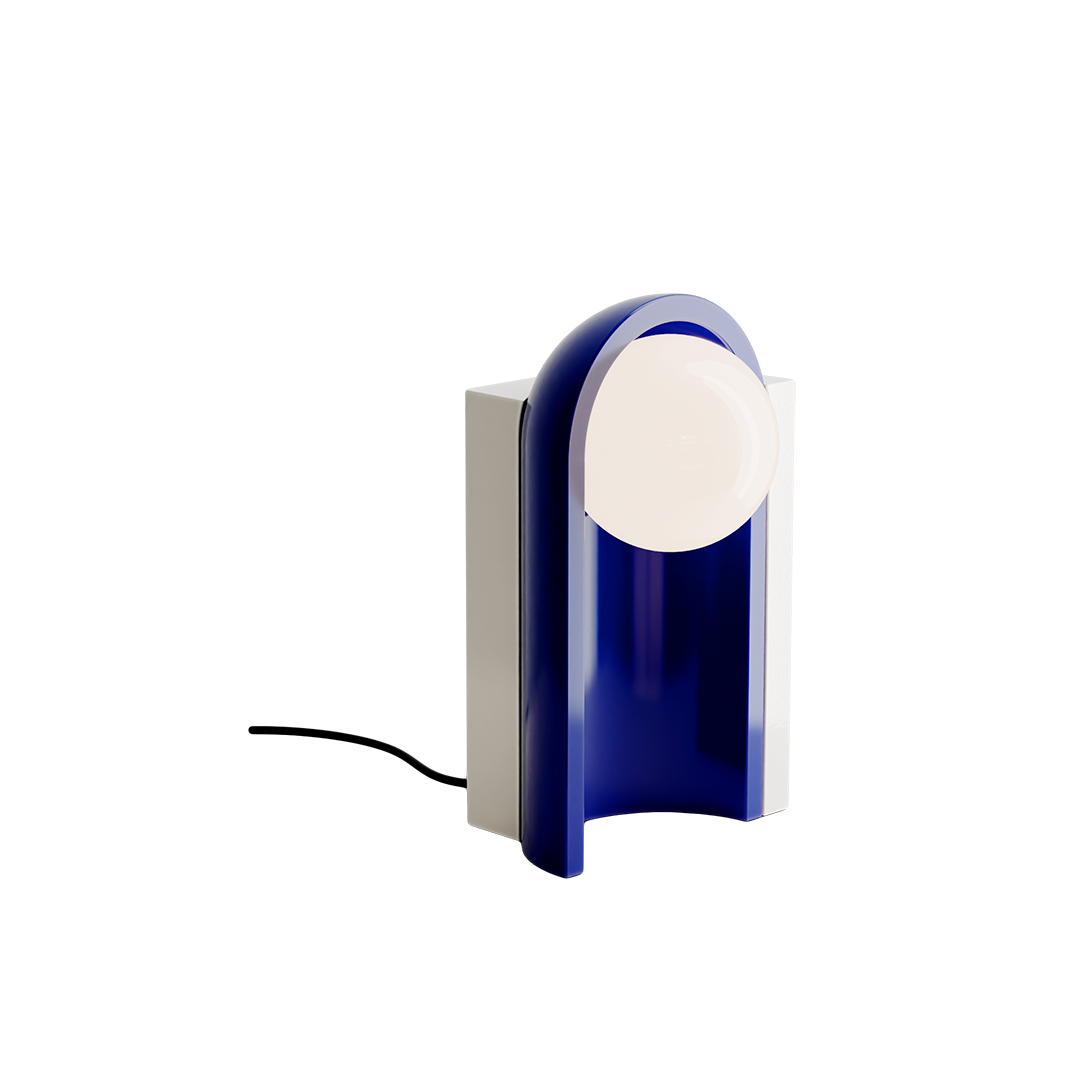 Cleo C2810 Blue Table Lamp by Ferroluce with handcrafted ceramic design, Italian table lighting for modern interiors.