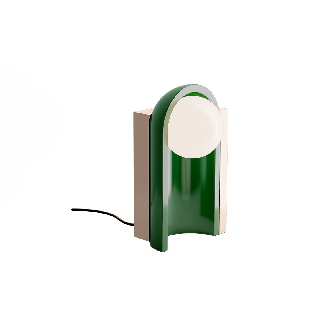 Cleo C2810 Green Table Lamp by Ferroluce with handcrafted ceramic design, Italian table lighting for modern interiors.